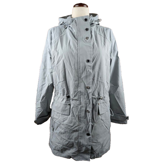 London Fog Women's Water-Resistant Hooded Anorak Coat Size M Blue Gray - Picture 2 of 6